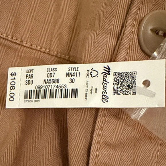 Madewell Garment-Dyed '90s Straight Cargo Pant/NWT/30 - Picture 13 of 16